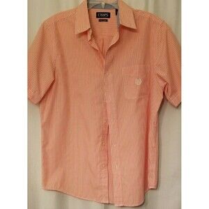 Men's Ralph Lauren Chaps Shirt  Medium EASY CARE Striped Short Sleeve Button